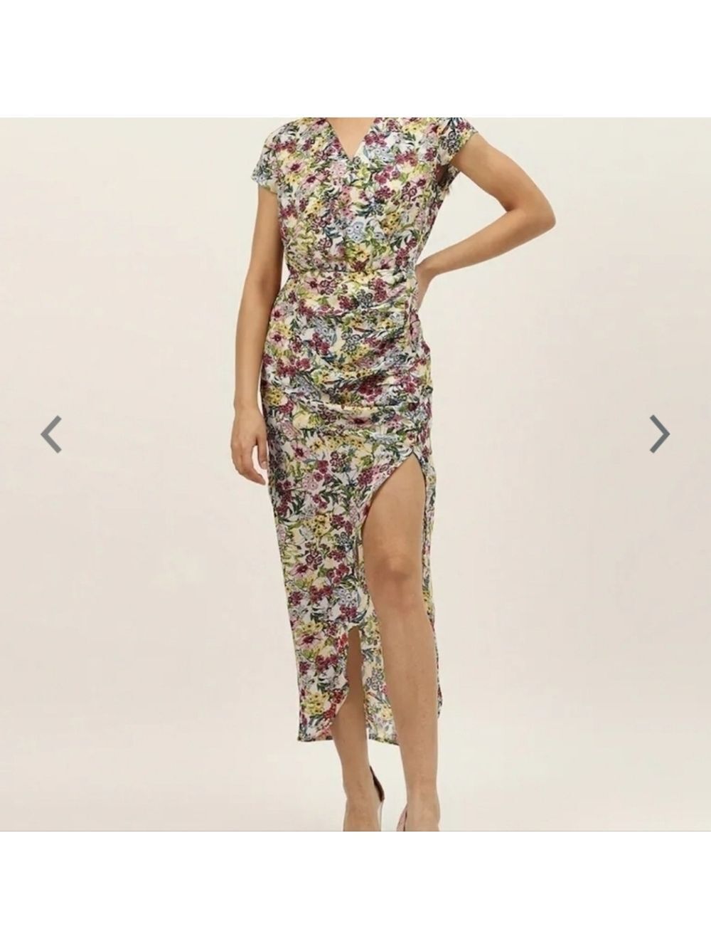 Dodo & Moa maxi Geogette v-neck multicolor floral slit dress size small